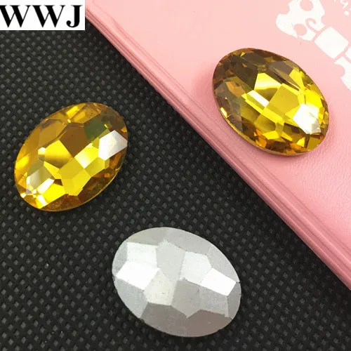 Gold Yellow Color Pointback Oval Glass Crystal Fancy Stone 8x10mm,10x14mm,13x18mm,18x25mm,20x30mm For Jewelry Making,DIY