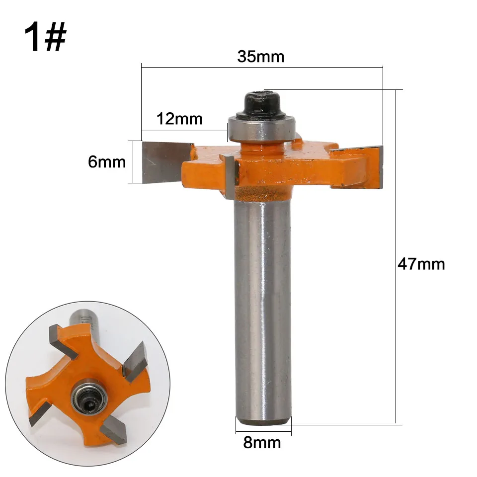 1pc 8mm Shank T type bearings wood milling cutter Industrial Grade Rabbeting Bit woodworking tool router bits for wood