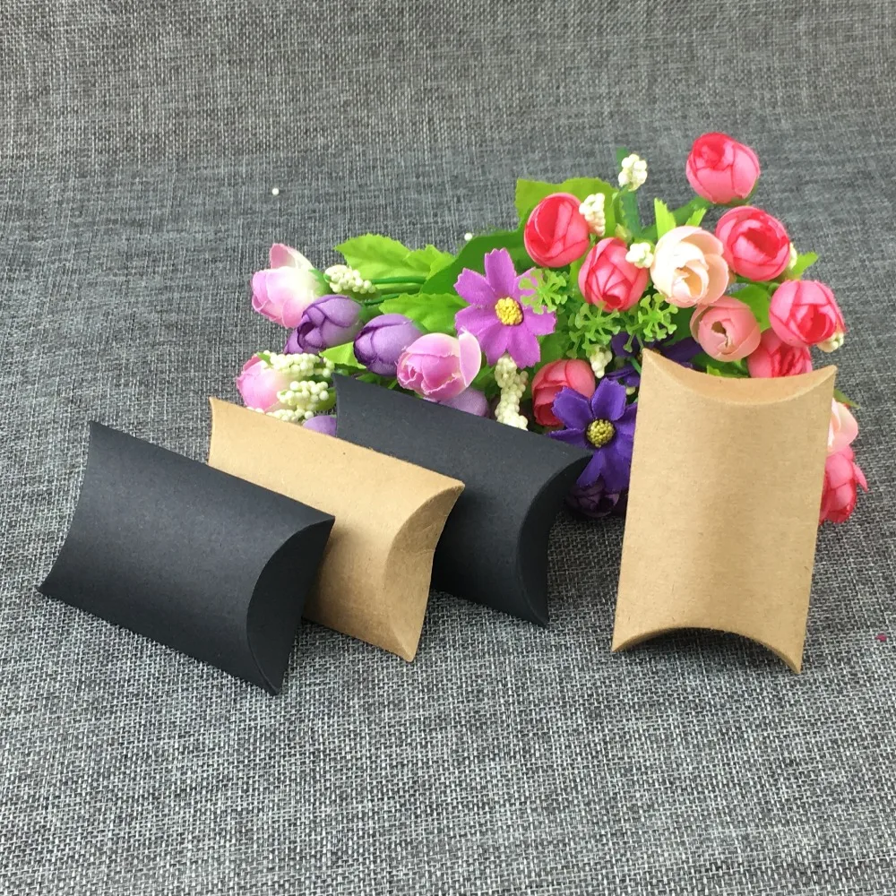 

300pcs Pillow Wedding Party Favor Paper Gift Box Candy Boxes Supply Accessories Favour Kraft Paper Gift Boxes