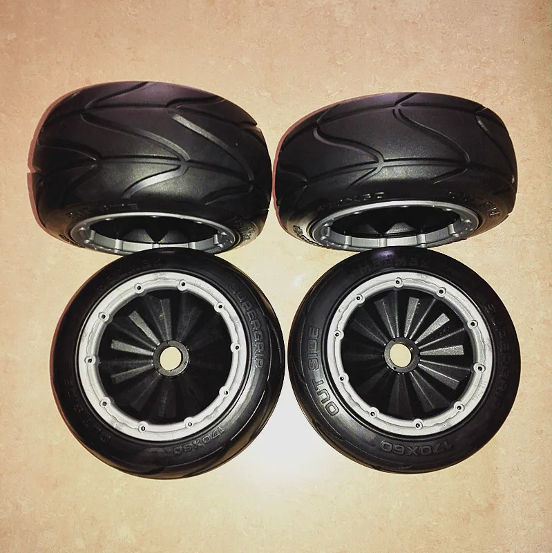 Madmax Baja 5B Front and Rear Slicks Tire High Quality Baja Slicks Tyres Totally Enclosed Rim for 1/5 HPI Baja 5B ROFUN KM