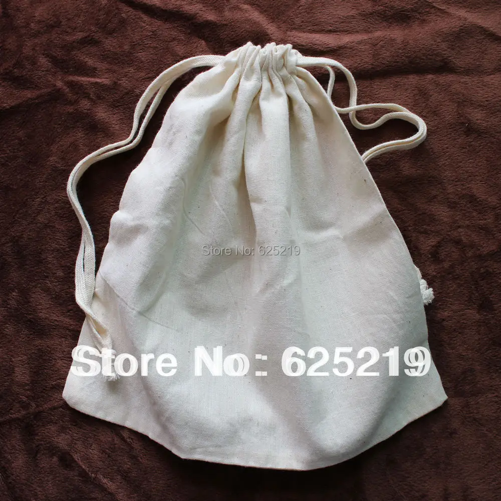 140g/m2 cotton (50pcs/lot) 25*25cm/10*10 inch organic natural  drawstring cotton bag can customize the logo & size