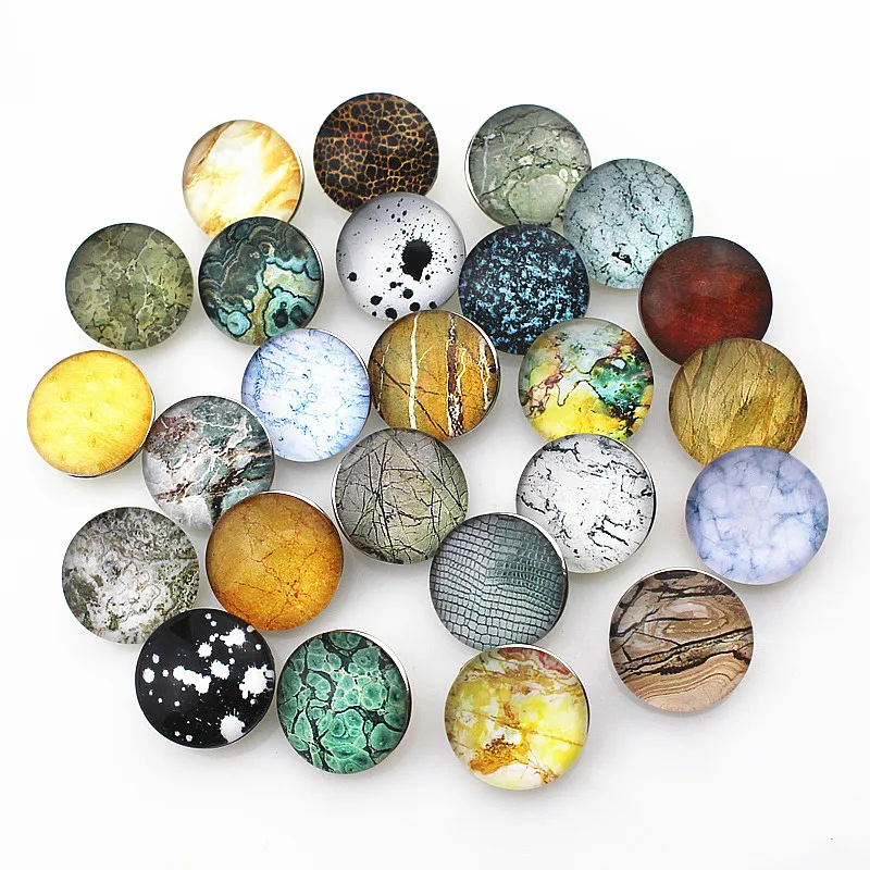 

Mix 50pcs/lot 18mm Marble glass snap button for snap bracelet necklace DIY Snap Jewelry