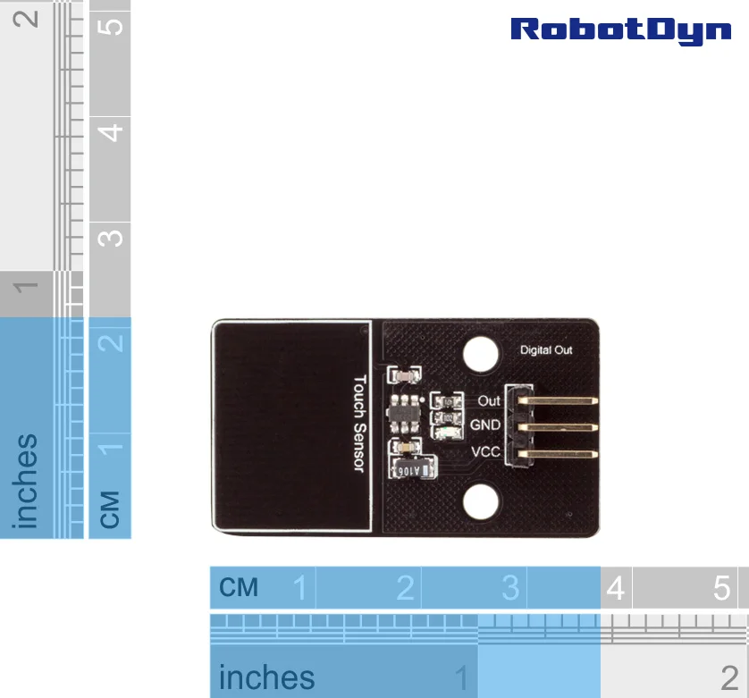 Digital capacitive touch switch sensor. Double side touch area. Module.