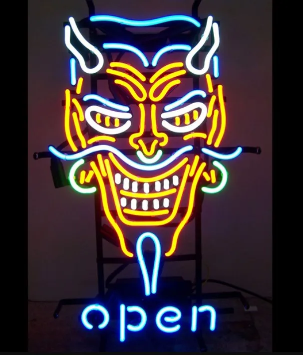 

Custom Open Devil Tattoo Glass Neon Light Sign Beer Bar