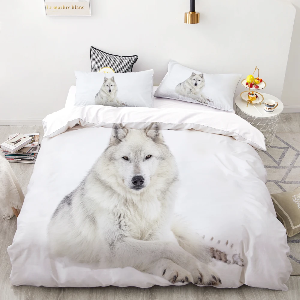 3D Print Bedding Set Custom,Duvet Cover Set King/Europe/USA,Comforter/Quilt/Blanket Cover Set,Animal Moonlight wolf Bedclothes