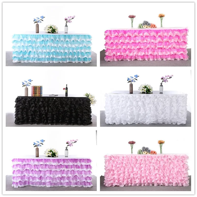 

2019 NEW Customized Wedding Tulle Tutu Table Skirt Decoration Party Table 77x275cm 3 yards