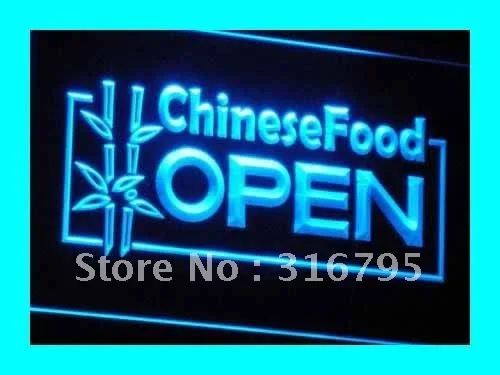 i013 OPEN Chinese Food Displays Cafe LED Neon Light Light Signs On/Off Switch 20+ Colors 5 Sizes