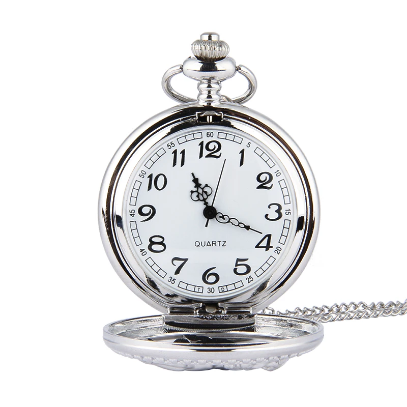 1042  Luxury Glossy Gold And Silver Horse Three-dimensional Pattern Perspective Pocket Watch With Chain Accessories Pocket Watch