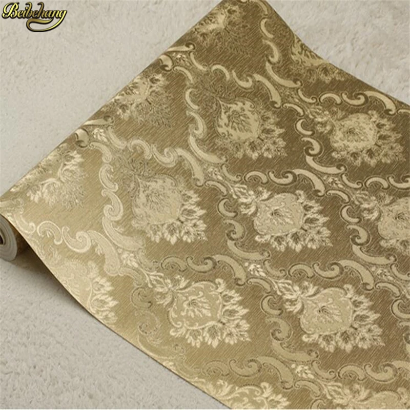 beibehang Black gold flower gold foil Damascus European style wallpaper bedroom living room KTV bar clubhouse wallpaper