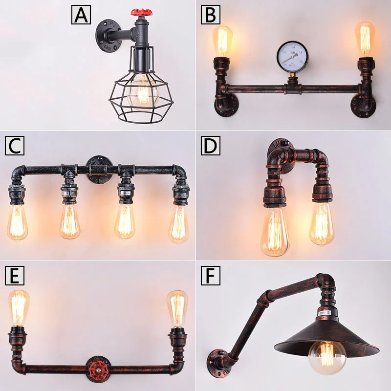 

LOFT American wall lamp retro water pipe wall lamp creative bedside lamp corridor aisle lamp wall lamp E27