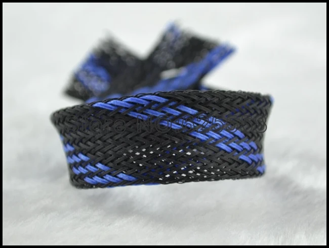 5M 16MM Nylon Hülse Schwarz & blau Nylon Mesh Geflechtschläuche