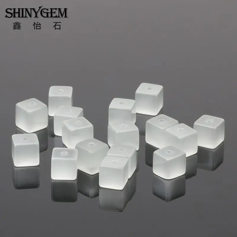 2024ShinyGem Square Cube Cat Eye Stone Beads 4mm/6mm/8mm Rainbow For Jewelry Making Random Mix Colors 50pcs/Pac