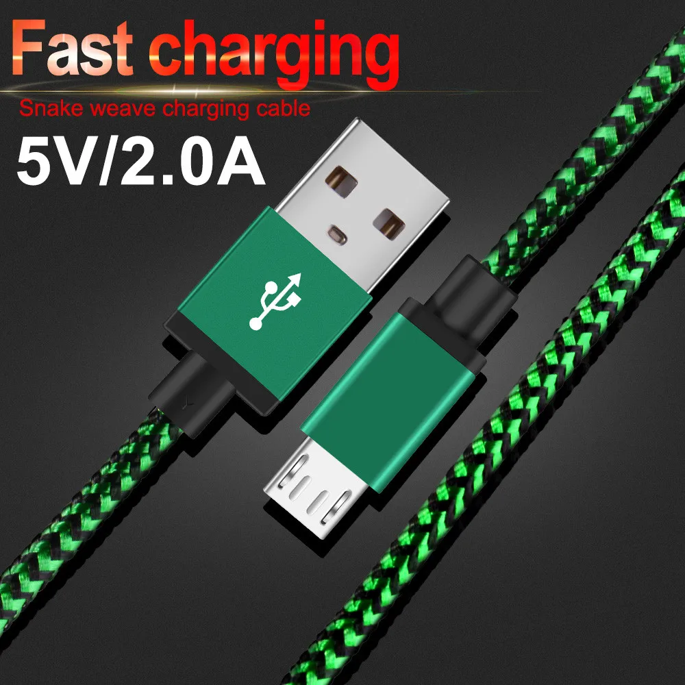 Micro USB Cable Fast charging Braided Data Cord For Samsung S7 S6 Huawei Xiaomi Redmi Note 5 Pro 4 Android Microusb Phone Cables