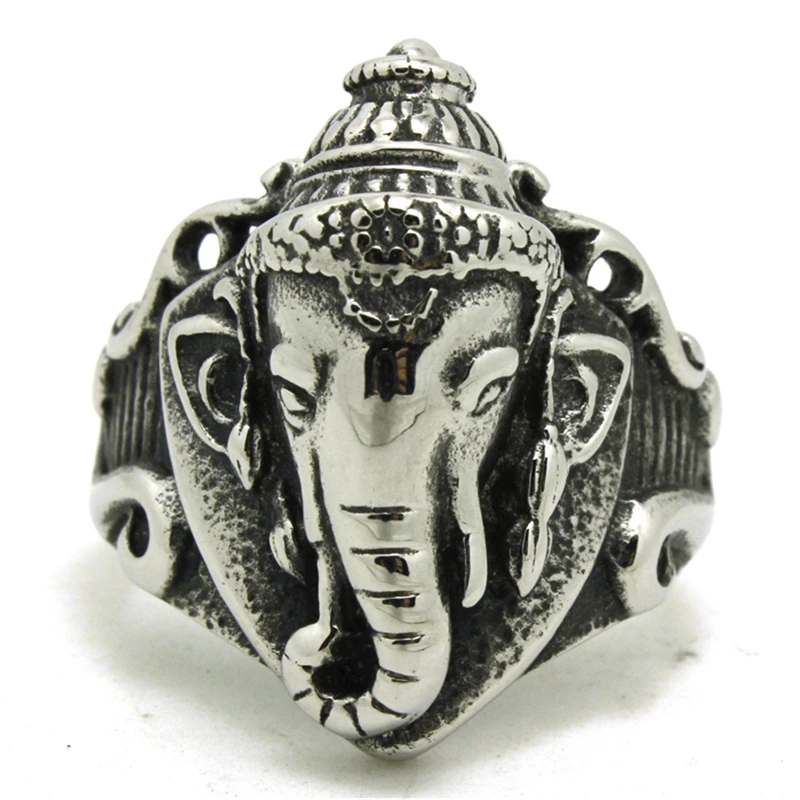 2015 Cool Biker Ring Fashion Elephant Ring India Ganesha Ring Top Quality 316L Stainless Steel