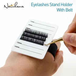 NATUHANA Acrylic Eyelash Extensions Organizer Pallet False Lash Pad Stand Palette Eyelash Adhesive Glue Holder with Belt