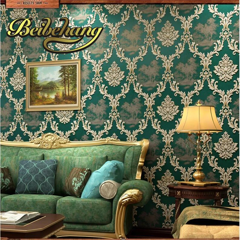 

beibehang European - style Damascus 3d three - dimensional non - woven living room bedroom TV background wallpaper