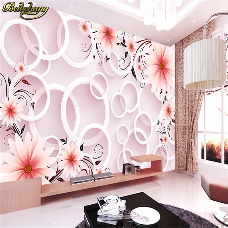 

beibehang custom photo wall paper 3d mural decor photo backdrop Circle flowers Sunflower Art bedroom wallpaper for living room