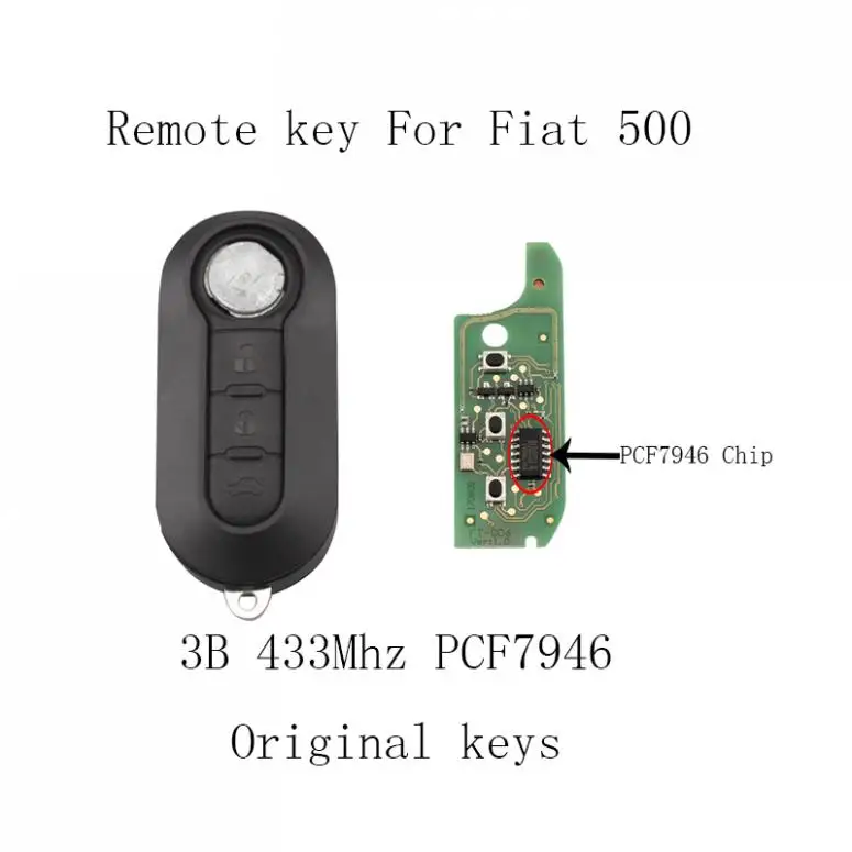 3 botões keyless remoto chave caso sem corte flip chave do carro com chip fob pcf7946 e bateria para fiat 500 grande punto 2010-2017