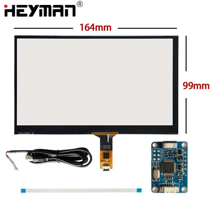 

7''165mm*100mm Capacitive Digitizer For Raspberry Pi Tablet PC GPS Navigation Touch Screen Panel Glass+USB Driver Board