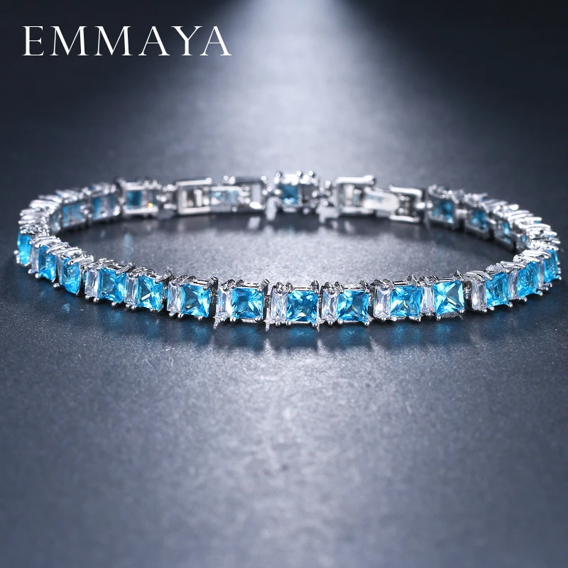 EMMAYA New CZ Cubic Zirconia Light Blue Neat Tennis Bracelet For Women New Year\'s Gifts Fashion Jewelry Bracciali