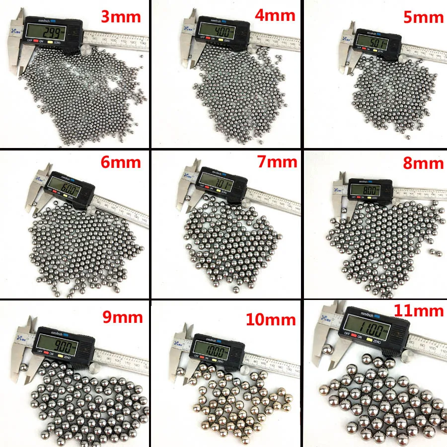 200pcs 6-11mm Steel Balls Pocket Shot Outdoor Hunting Slingshot Pinball Stainless Ammo Steel Balls Shooting Accessories