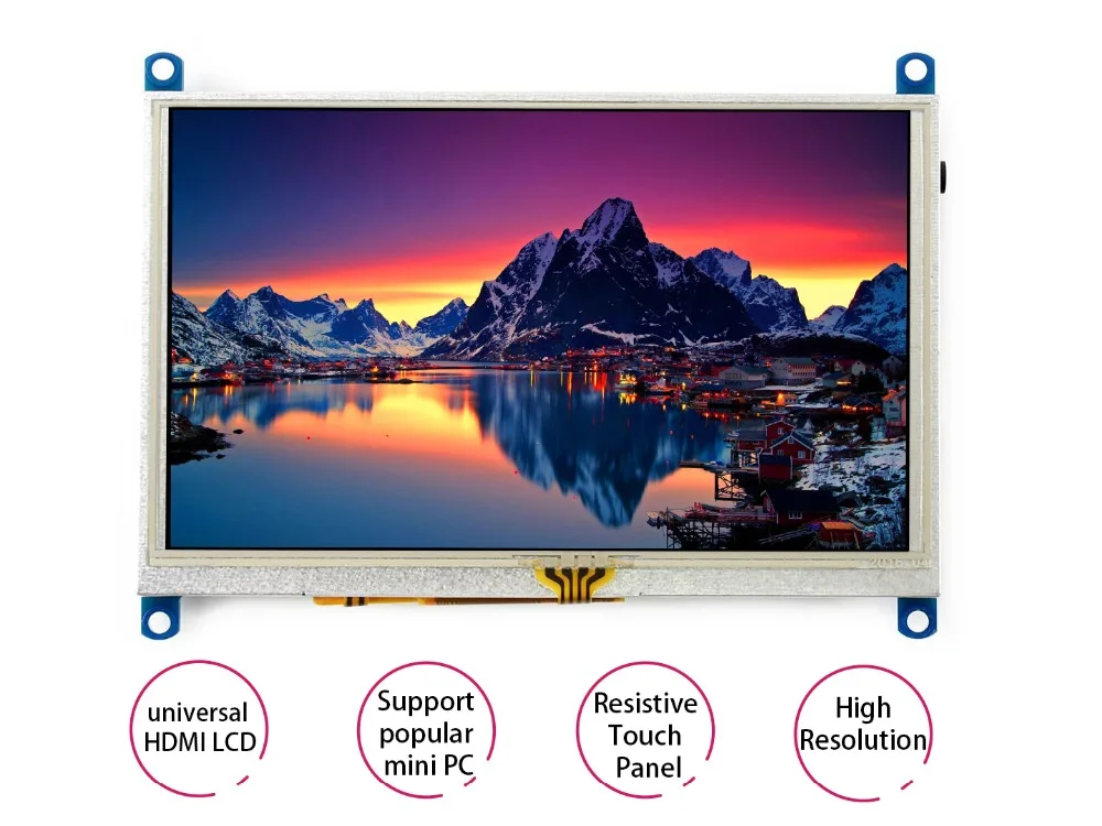 

Waveshare 5inch LCD (G) Monitor Resistive Touch Screen LCD 800X480 High Resolution HDMI interface Supports Multi mini-PCs