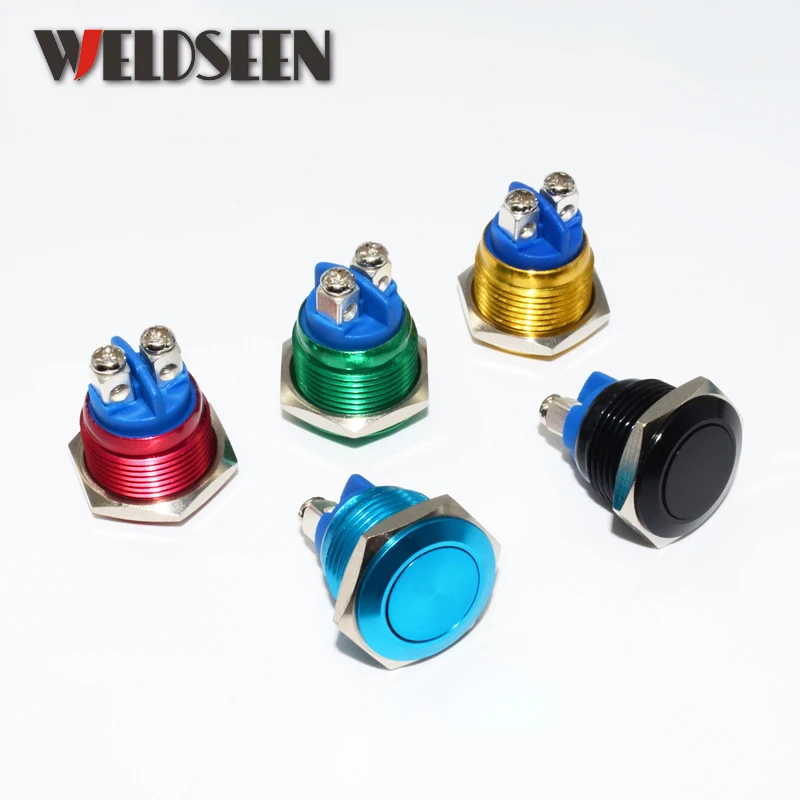 16mm Metal Self Reset Push Button Switch 5 Colors Screw Contacts Car Auto Engine PC Power Start DIY