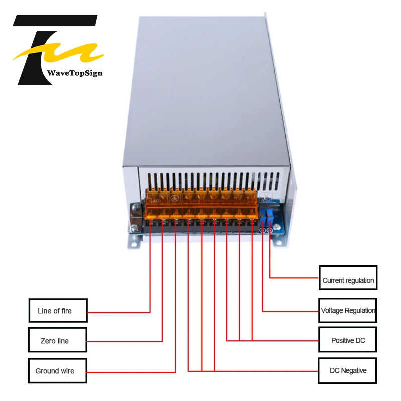 WaveTopSign 1200W DC Regulated Voltage Adjustable High Power Switching Power Supply Output VDC 70V 80V 110V 150V Input AC220V