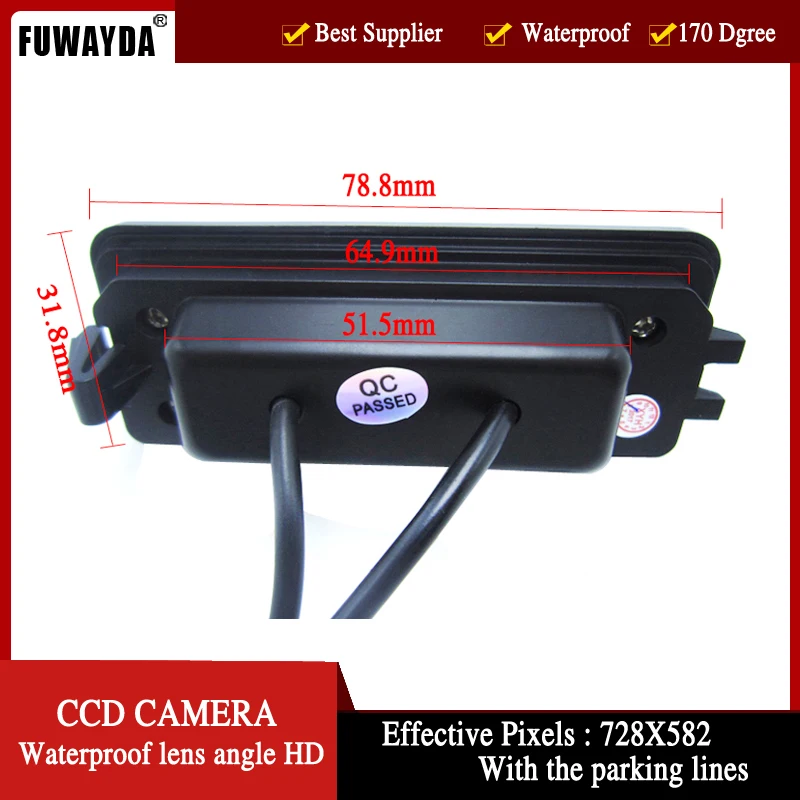 FUWAYDA Color Car Rear View Camera for VW Phaeton Scriocco Golf 4 5 6 MK4 MK5 EOS Lupo Beetle 4.3 Inch Rear view Mirror Monitor