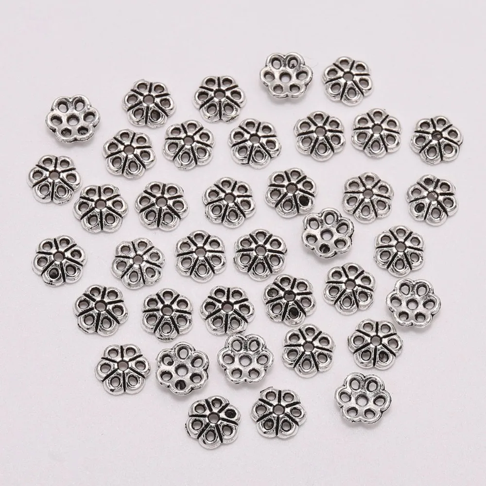 

100pcs/Lot 6mm Bead Caps For Jewelry Bead Caps End Receptacle Hollow Out Flower Torus DIY Spaced Apart Jewelry Making