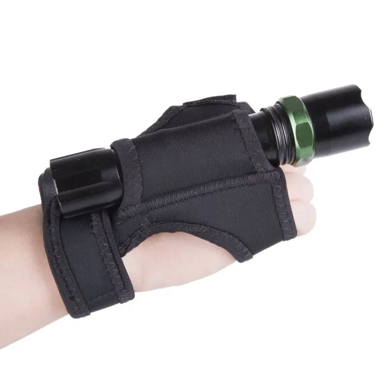 Hot New Underwater Scuba Diving Dive LED Torch Flashlight Holder Soft Black Neoprene Hand Arm Mount Wrist Strap Glove Hand Free