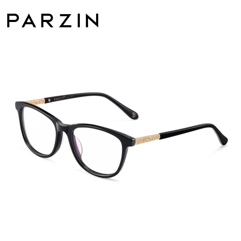 PARZIN Acetate Myopia Glasses Frames Women Luxury Rhinestone Optical Glasses Frame For Ladies Prescription Eyewear 56001