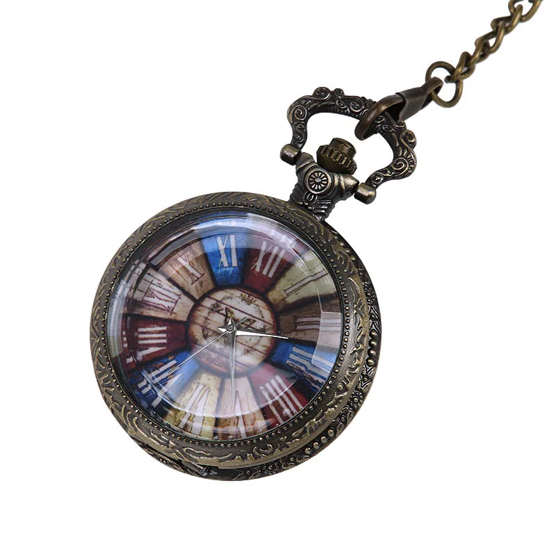 8964   Vintage Embossed Beautiful Lace Pocket Watch Glass Flip European And American Style Ancient Roman Pocket Watch