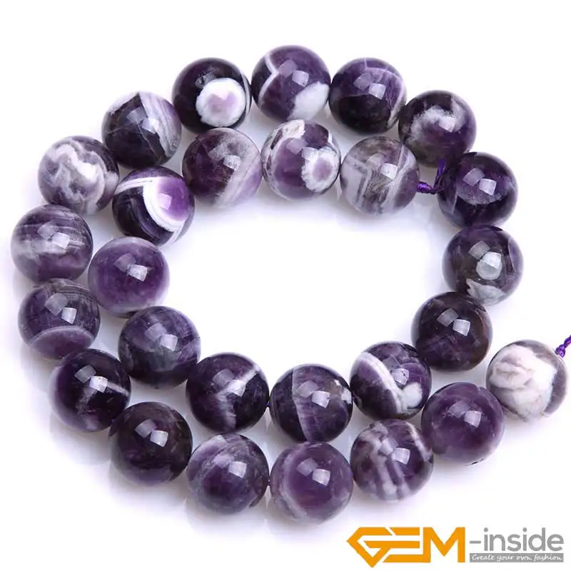 Natural Gem Stone Purple Dream Lace Amethysts Round Stone Loose Beads For Jewelry Making Strand 15 Inches DIY Wholesale