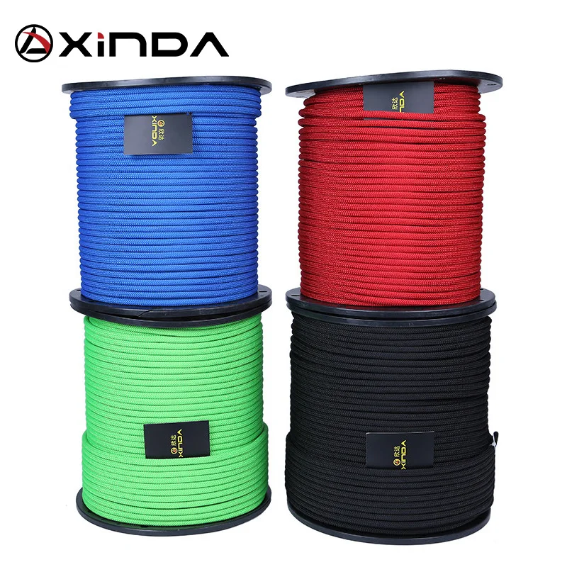 XINDA-Professional Rock Climbing Rope, Outdoor Caminhadas Cora, Alta Resistência Estática, Corda de Segurança, Fire Rescue, Parachute, 8mm Diâmetro