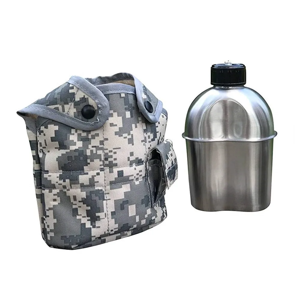 Jolmo Lander Stainless Steel Canteen,Military Canteen,Army Water Bottle,Camping Kettle 1.2L