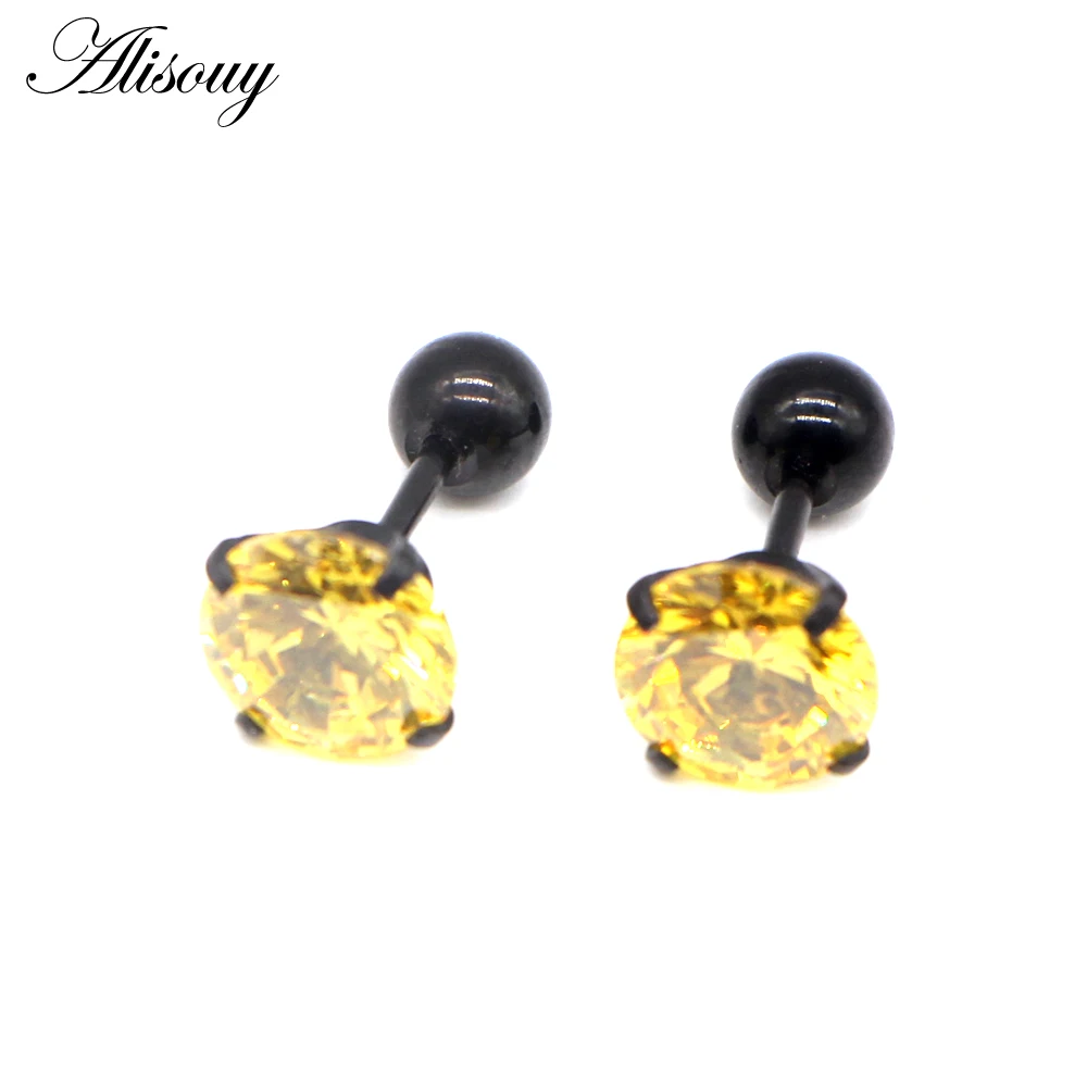 Alisouy Medical Stainless steel zircon earrings Size 3/4/5/6mm Star Crystal Cartilage Earring ear Piercing DIY Top Body Jewelry