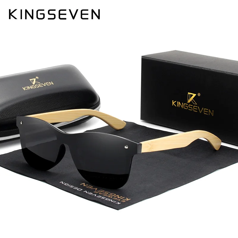 KINGSEVEN 2024 occhiali da sole Vintage in legno di bambù di Design di lusso fatti a mano con specchio polarizzato occhiali da vista scatola di legno