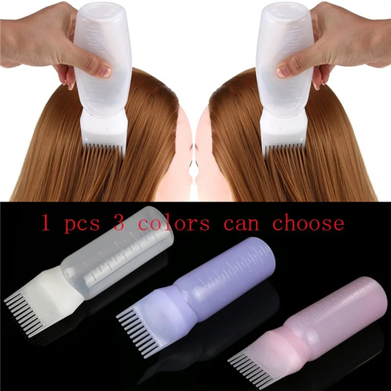 New 120ml Hair Styling Dye Liquid Filling Graduated Bottle Applicator with Brush Head Hairstyling Hairdressing Water Dispensing