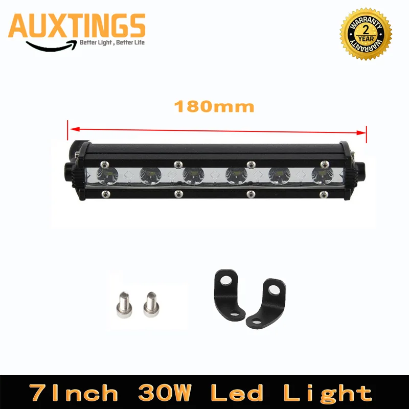 Slim 7 inch 30W Offroad Car LED Spot Flood Work Light Bar Single Row Auto SUV Off road Worklight Driving Lamp