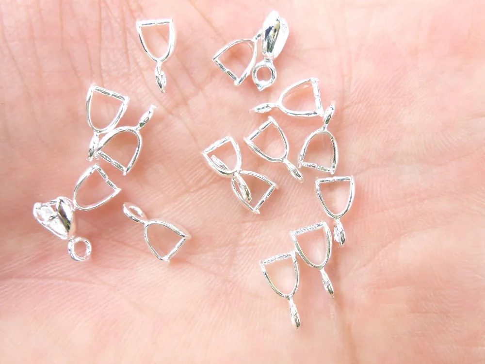 Free Shipping 50PCS wholesale 925 silver full of jewelry results bail connector with clip clip pendant linker