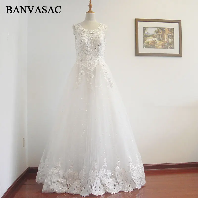 BANVASAC Free Shipping New A Line Flowers Sleeveless Ivory Satin Bridal Wedding Dress Wedding Gown Vestido De Noiva W0277