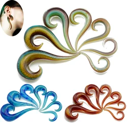 Showlove-2pcs Glitter Ear Spiral Taper Plugs Piercing Guage Earring Expander Body Jewelry