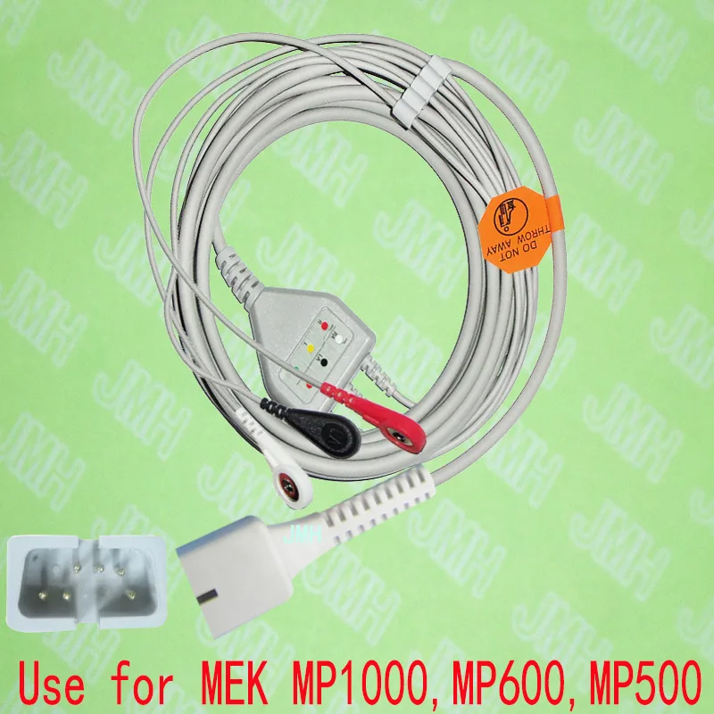 

Compatible with DB9 6pin MEK MP1000,MP600 and MP500 ECG Machine the one-piece 3 lead cable and snap leadwire,IEC or AHA.