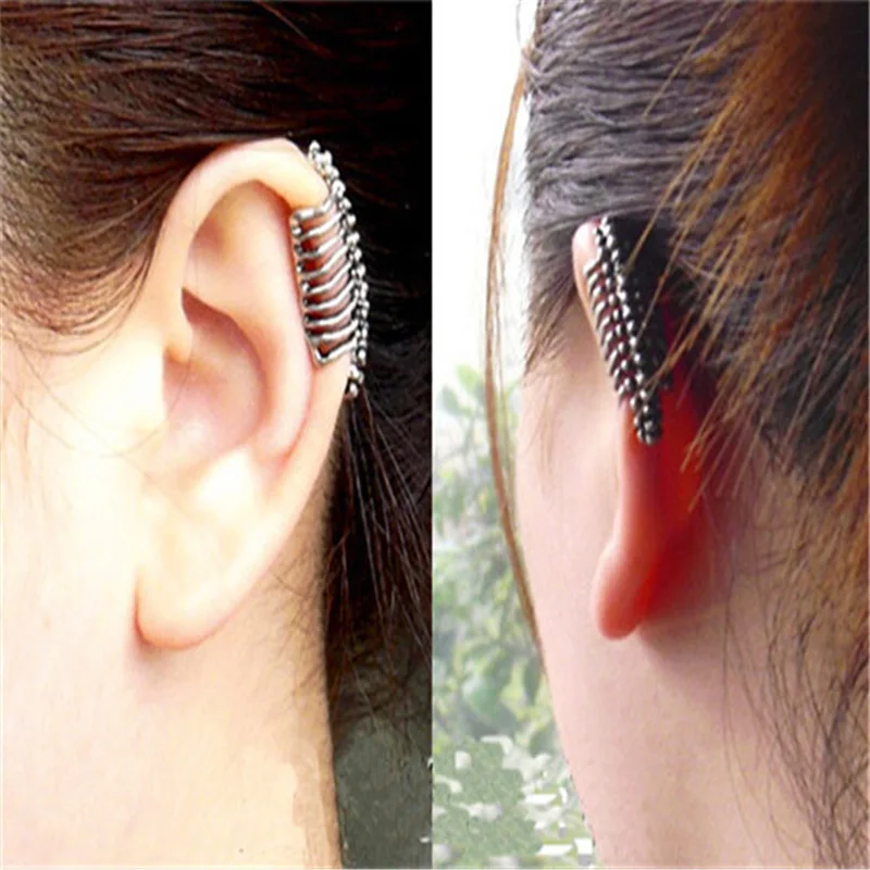 New punk wind cool skeleton spine ear clip ear studs men and women without earrings earrings jewelry wholesale