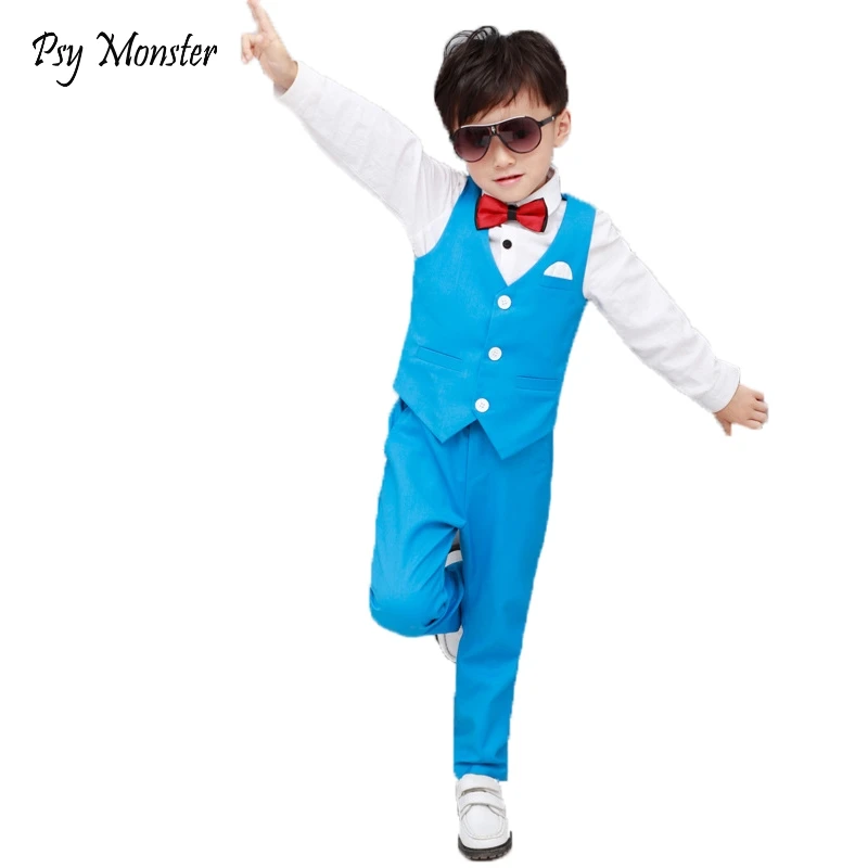 Boys Burgundy Short Suits Vest Set Slim Fit Ring Bearer Suit For Boys Formal Classic Costume Wedding Birthday Party Gift F158