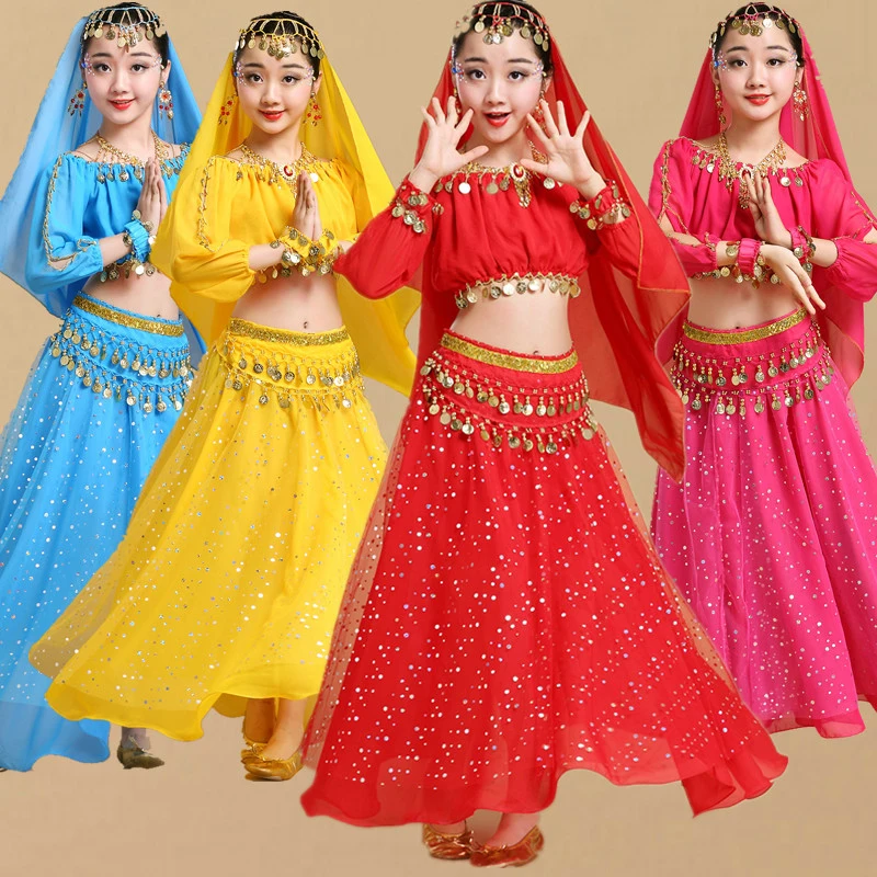 Girl Professional India Dancewear Children Belly Dance Costumes Fashion Bollywood Dance Competition Girl Egypt Dance Outfits