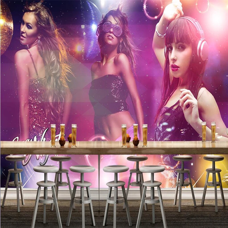 custom Europe bikini beauty nightclub bar KTV decorative large mural wallpaper bedroom decoration wall stickers