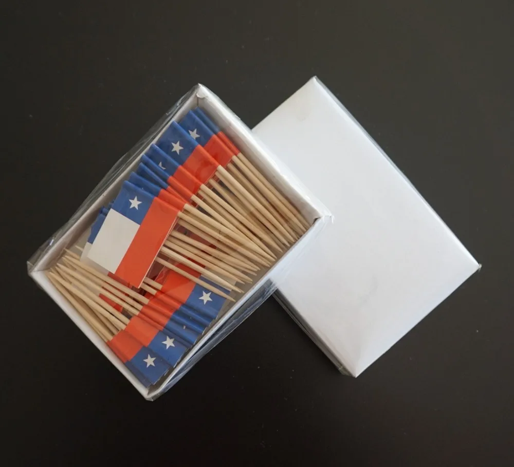 Chile toothpick flags, Country flag, Cake toppers, total 2000pcs, 100pcs/bag, Free ship