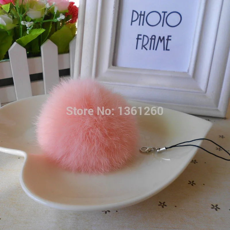 12 Stück/Set 8cm Echtes Kaninchenfell Schlüsselanhänger Damen Auto-Schlüsselkette Echter Fellbommel Schlüsselring Porte Clef Llaveros – Detail 7